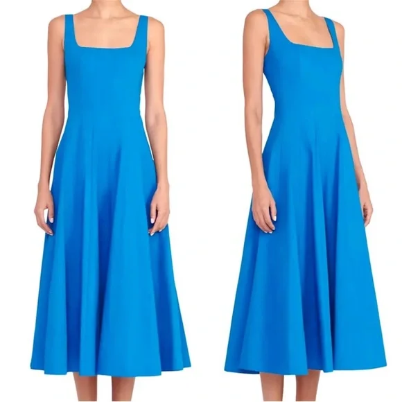 Worn Once STAUD Wells Midi Dress - Island Blue - Picture 1 of 7